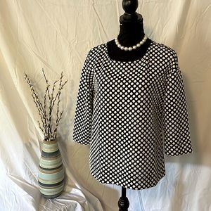 Rose + Olive size Medium polka dot 3/4 sleeve top